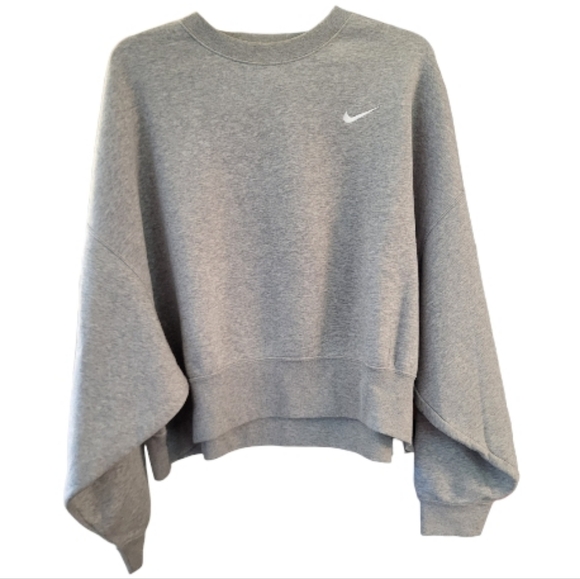 Nike Women's Sportswear Essential Gray Fleece Oversized Crewneck Sweatshirt -M - Picture 2 of 6